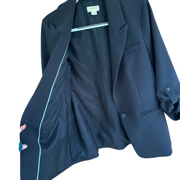 Maeve by Anthropolgie Lazar Roll Sleeve Blazer Black Women's Size 10 Career Chic - Picture 4 of 15